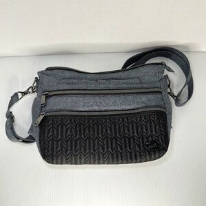 NEW Lug Slider Crossbody Bag Gray & Black w/key chain clip